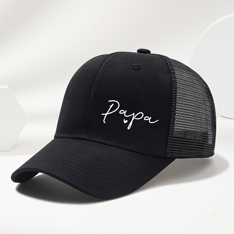 TEMU Casquette Trucker Respirante pour Hommes et Femmes avec Imprimé Papa & Love - Snapback Ajustable pour Extérieur, Printemps/Été, Pâques, Fêtes de