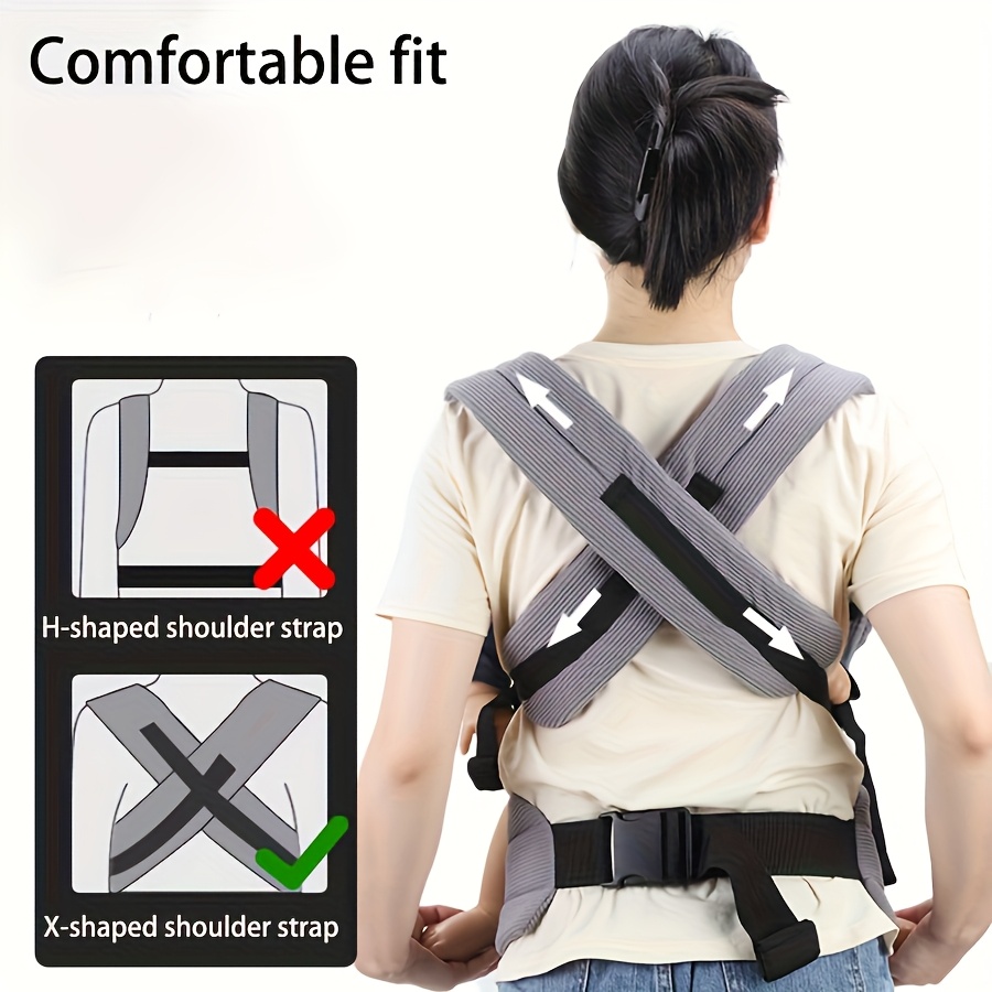 1pc 4-in-1 Infant & Toddler Carrier Backpack Strap - Adjustable Safety Buckles, Anti-Slip X-Strap, Lightweight Breathable Baby Backpack Harness - Compatible with front/Back Carry, C-Section Delivery - Perfect New Parent Gift (Travel, Everyday Use) - Durable Polyester Fabric