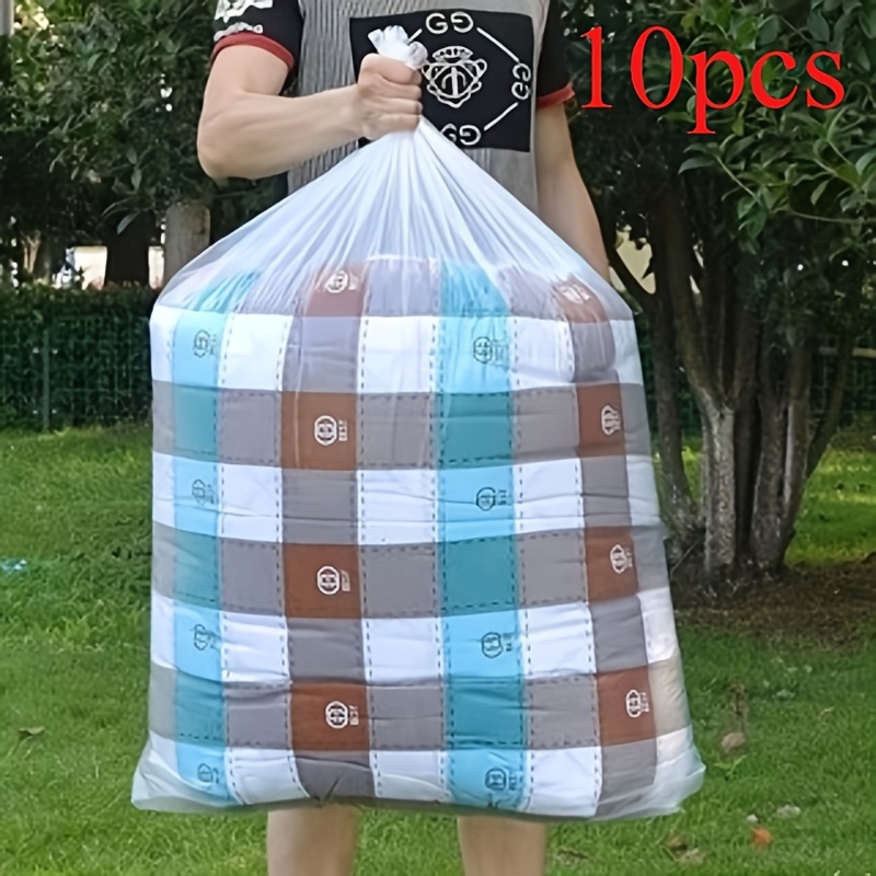 TEMU 10pcs Large White Storage Bags Flat Mouth Semi-transparent Plastic Bags, Clothing And Bedding Storage Bags Preservation Bags Inner Bags For