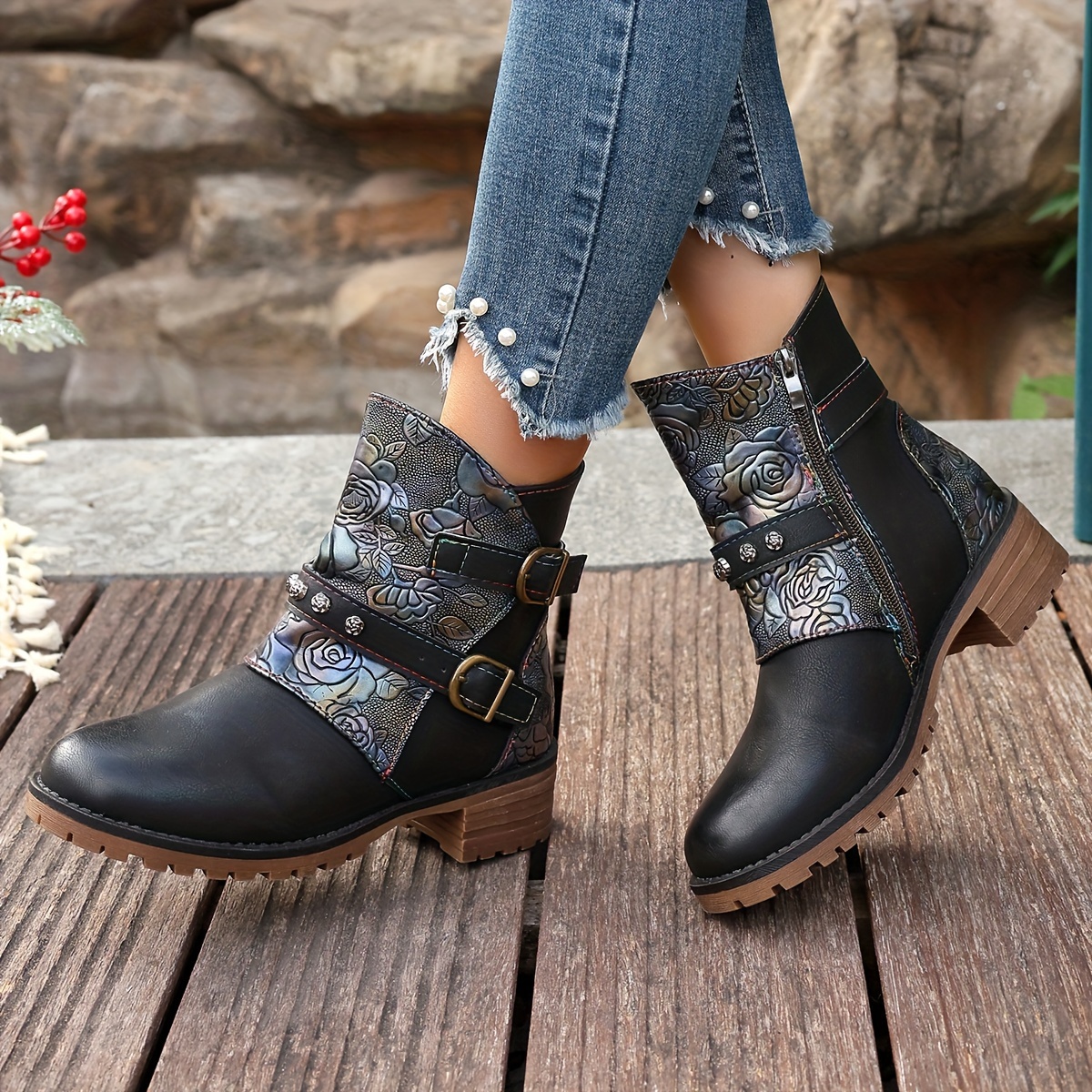 Ethnic Style Ankle Boots Women Shoes Temu