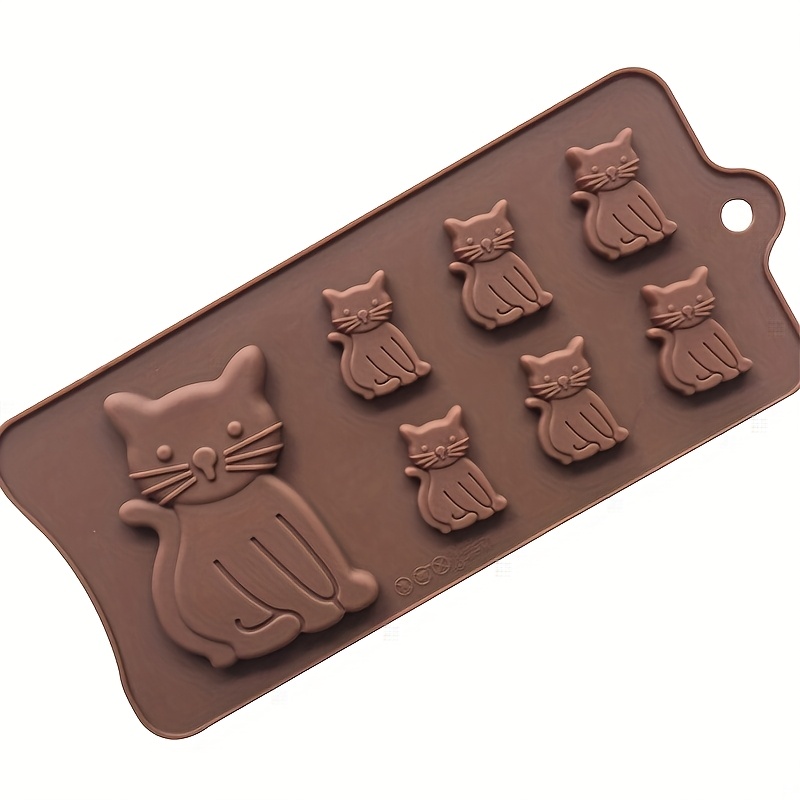Image of 7- Kitten-shaped Chocolate Silicone Cake Mold Chocolate Biscuit Mold Animal Shape Baking Mold Fondant Mold Kitchen Baking Tools Food Grade