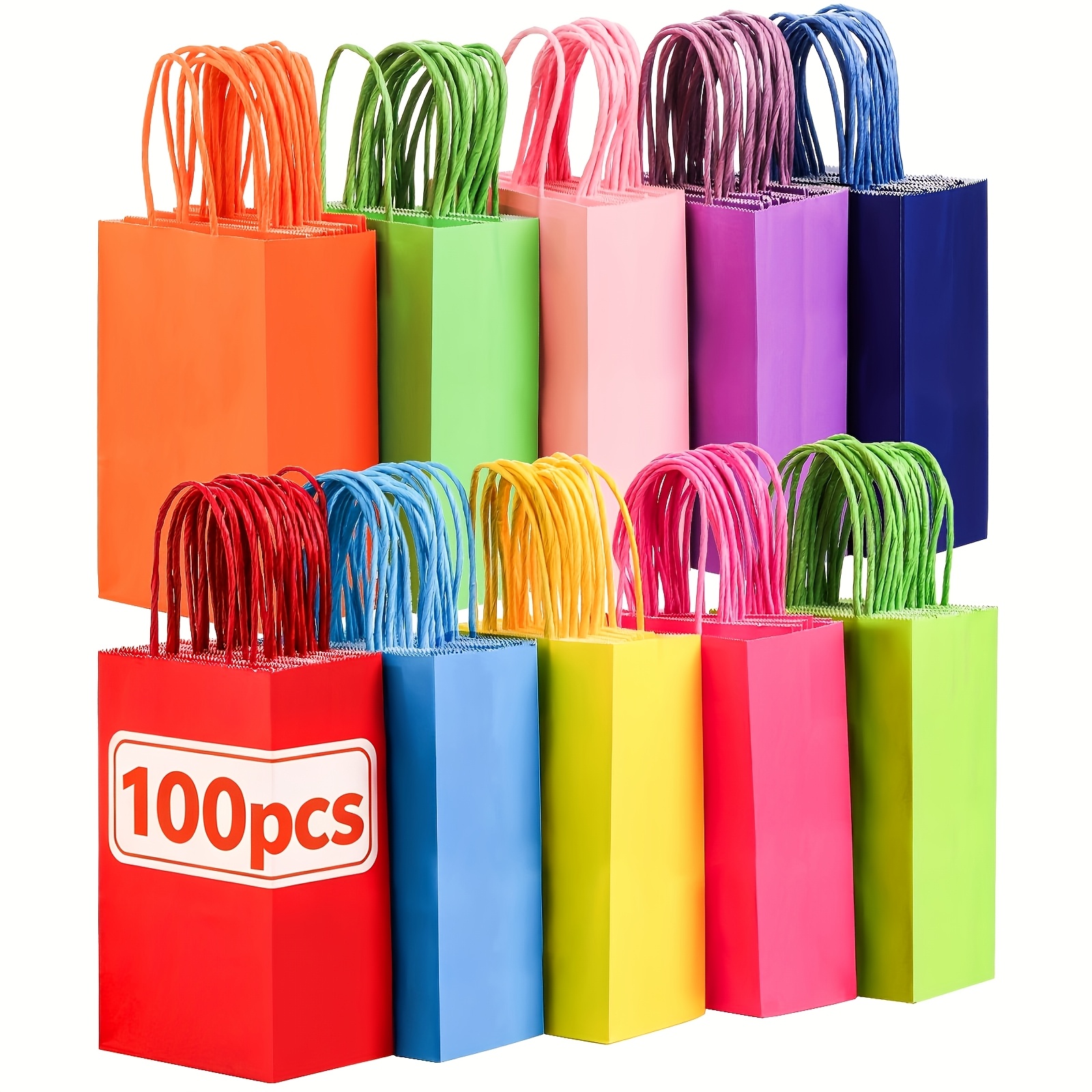 TEMU 20/100 Gift Bags Bulk, 10 Favor Bags With Handles, Rainbow Gift Bags For Wedding Guests, Baby Shower, Birthday, Party Supplies, Teacher