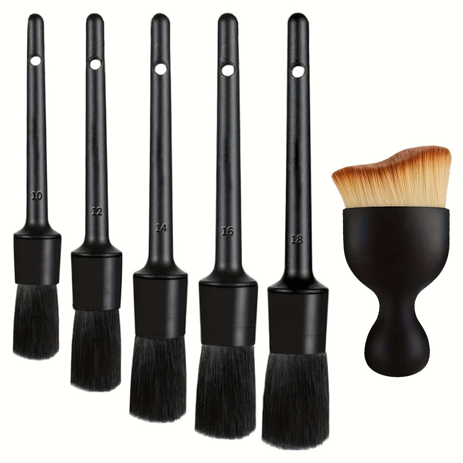 TEMU 6-teiliges Auto-Detailing-Bürstenset, weiche Borstenreinigungsbürsten für Autoräder, Armaturenbrett, Lüftungsschlitze, Autoinnenraum,