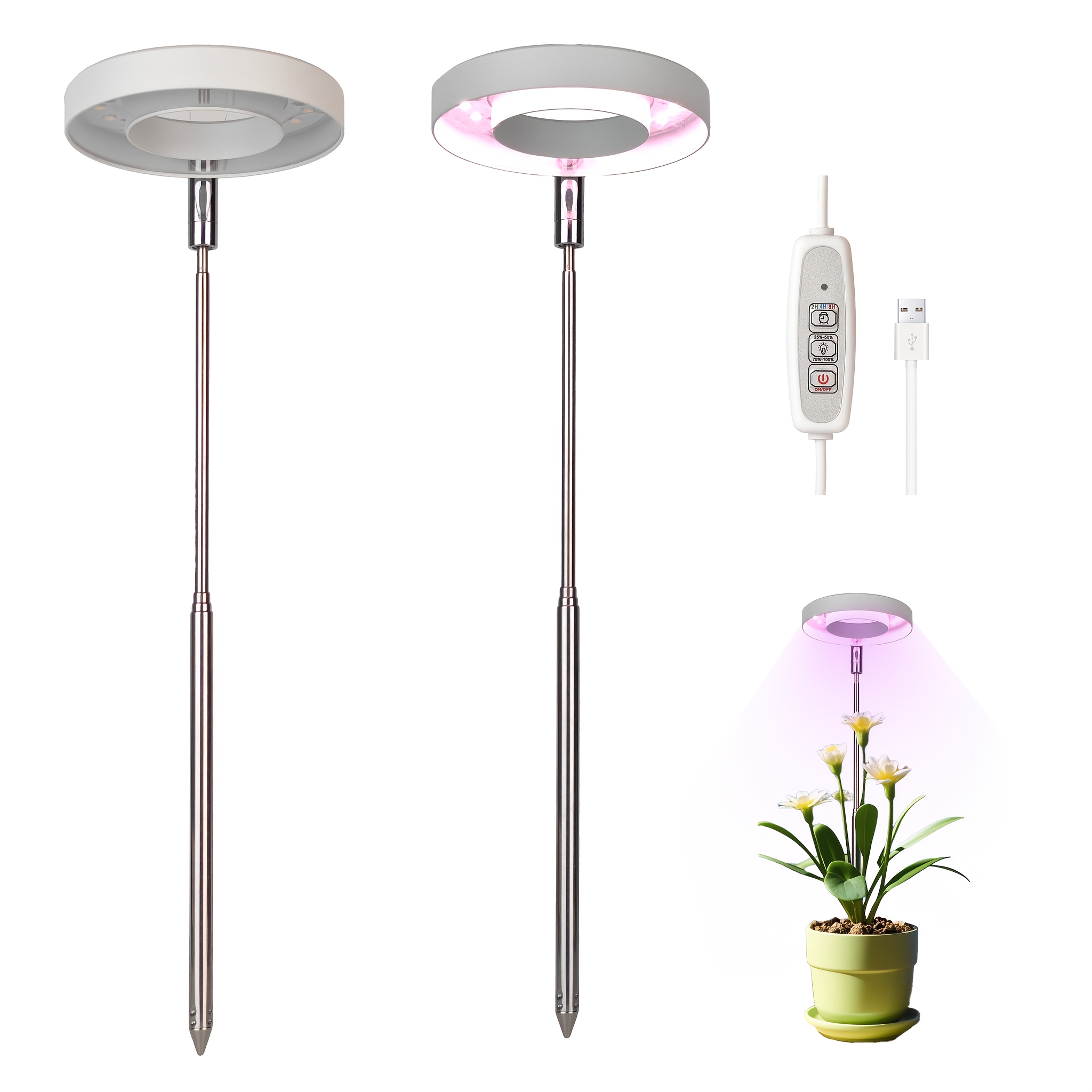 

2/3pcs, , Led For Plants , Desk For 2h/4h/8h, 4 Dimmable , Height 8"-26