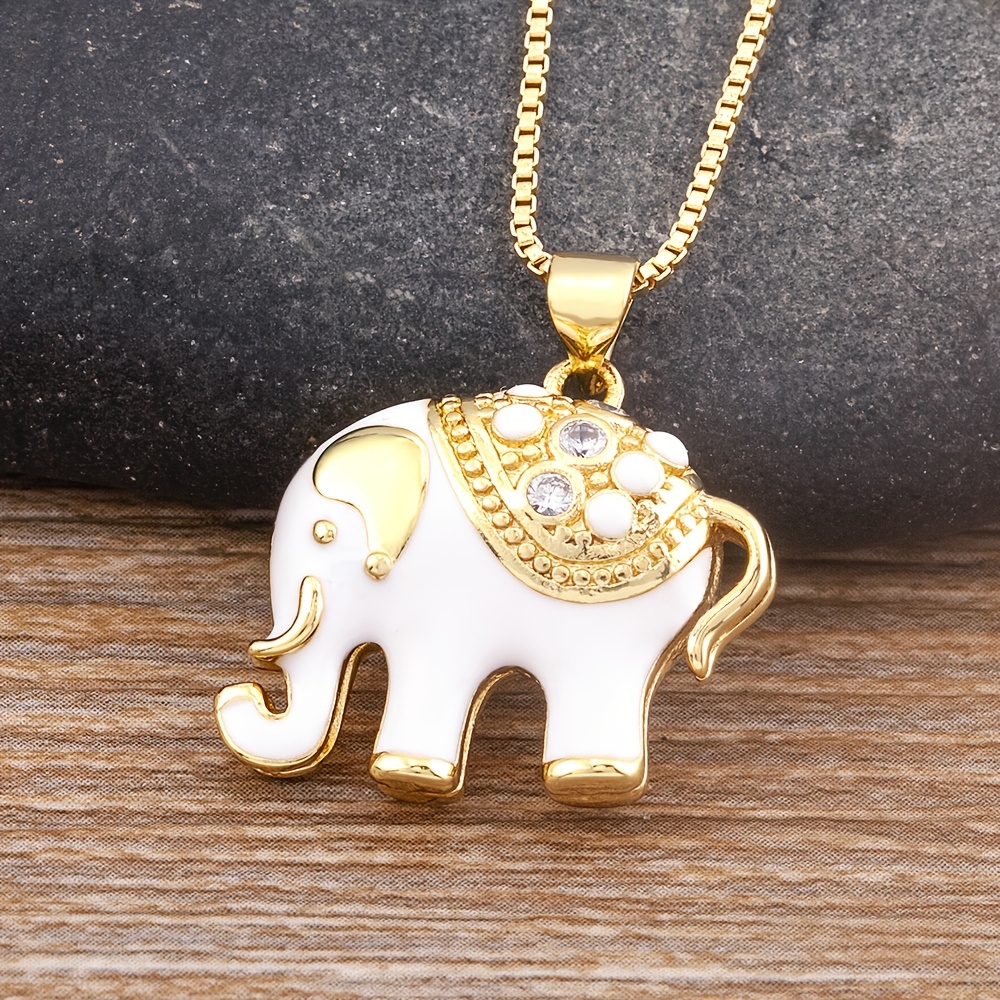 TEMU Collier avec pendentif breloque de style national d'éléphant de haute qualité pour femmes, chaîne en cuivre brillant avec , collier choker,