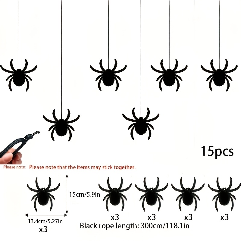 Image of 15pcs For Halloween Black Hanging Decorations, Felt Ornaments For Halloween Party, Home, Window, Door, And Ceiling Decor