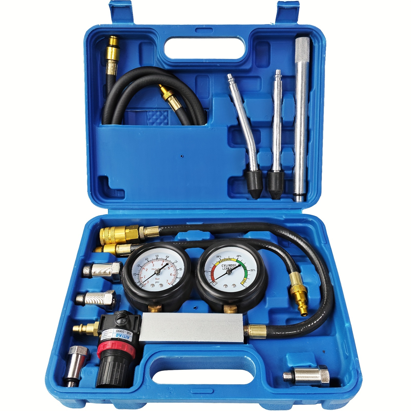 

Cylinder Leak Down Tester Automotive Kit Gasoline Engine Tester Dual Gauge Leakdown Detector Tool Set For Pressure Check & Leakage Rate Test With Extension Rod