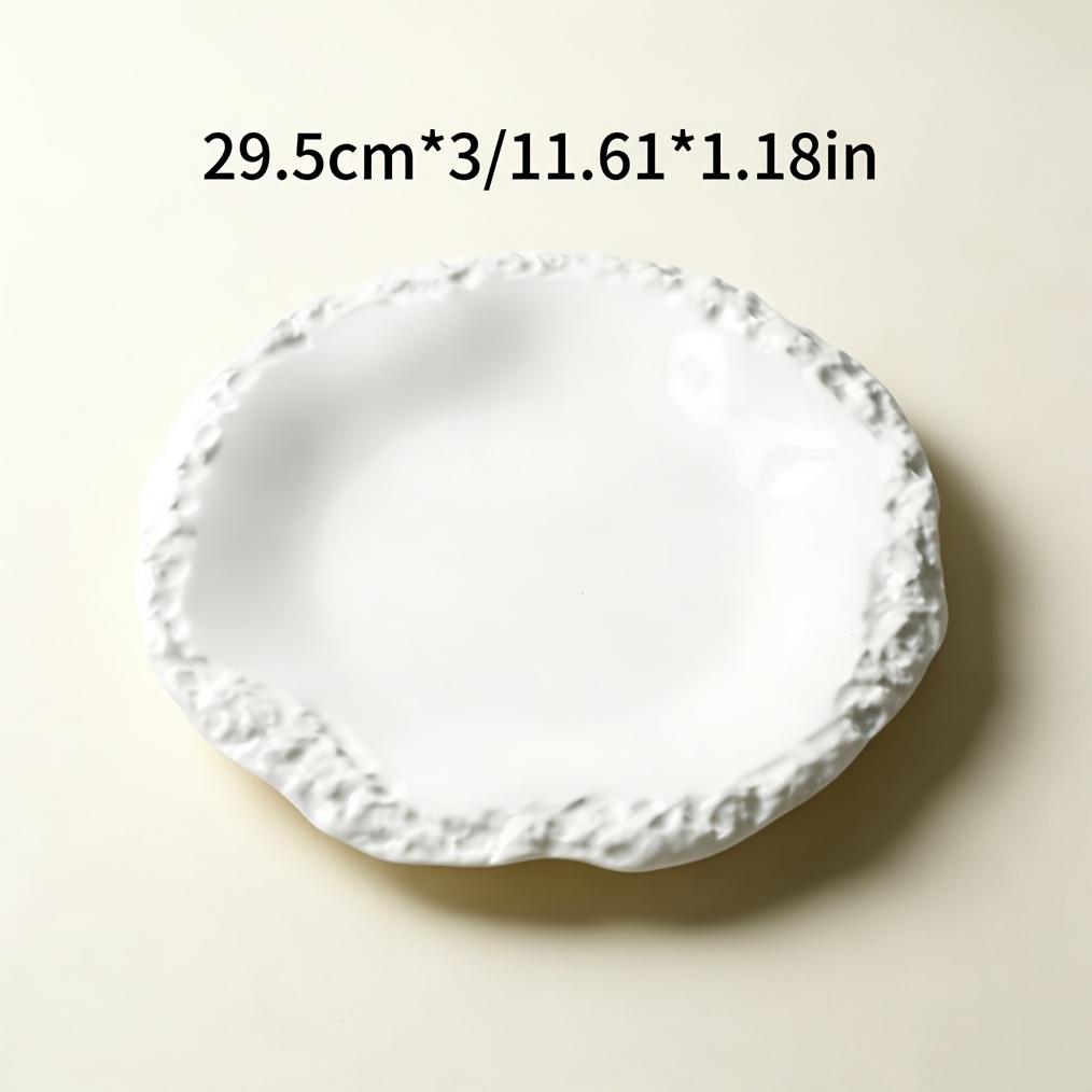 1pc of Shallow Plate with Rock Texture (30.48/25.4/20.32 cm) - Contemporary Minimalist Ceramic Dishware Featuring Rustic Edges for Dining at for home And in Hotels