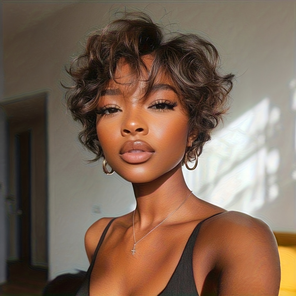 Short Curly Wig African Women Wigs Local Warehouse Items For Women Short Cut Wigs Short Hairstyles Synthetic Wigs For Women Short Hair Wigs For Halloween, Christmas Party, Music Festivals, Cosplay Wig