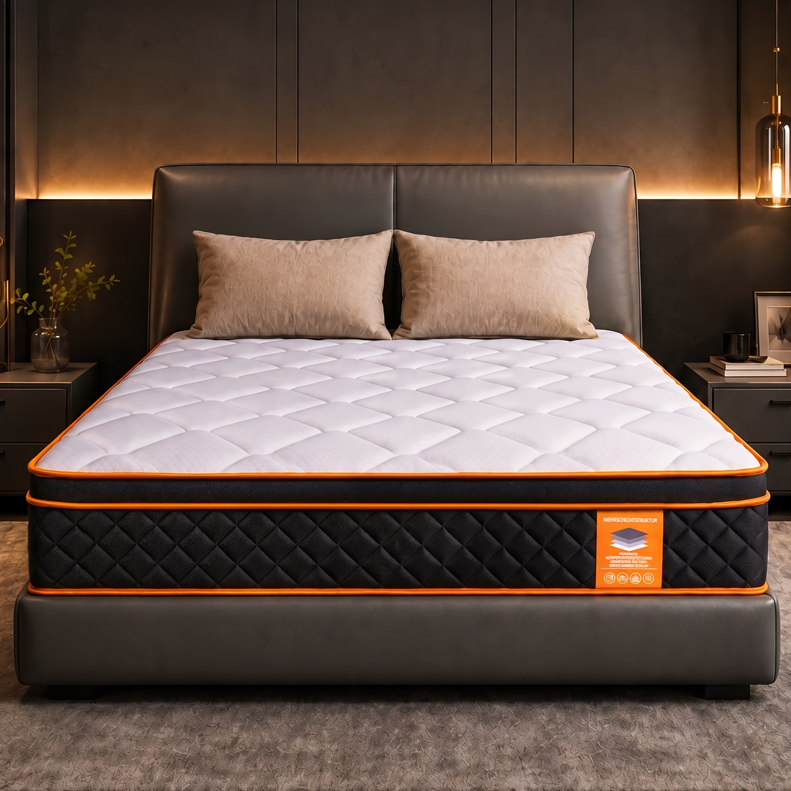 Image of 90, 120, 140, 160, 180 X 200 Cm Mattress - Thick 25 Cm - Memory Foam Support And 7-zone Springs - High Ultra Breathable - Ideal Medium Firmness - Reversible Summer/winter And Golden