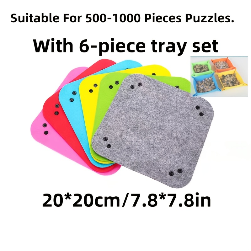 6pcs Tray Felt Storage Box Puzzle Pieces - Portable Multi-functional Tray Set - Sorting And Organizing Aid For Puzzle , Puzzle Storage Tray, Puzzle Gift