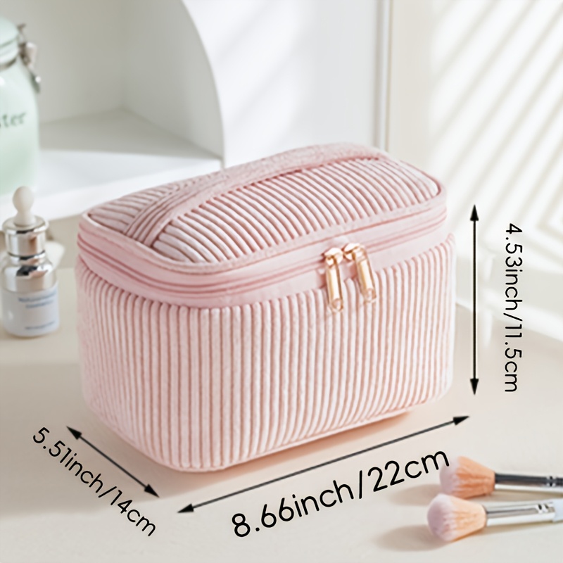 TEMU Sac de Toilette Personnalisé Brodé - Texture (Cordon) ou Tissu avec Fermeture Éclair et Poignée Supérieure - Pochette de