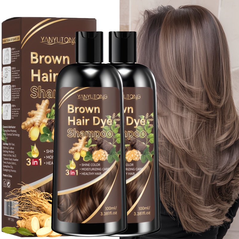 TEMU 2 100ml Bottles Of Brown Hair Dye Shampoo, Plant Pigments, Safe For The Scalp, Effectively Conceals Gray Hair, An Present For Halloween And