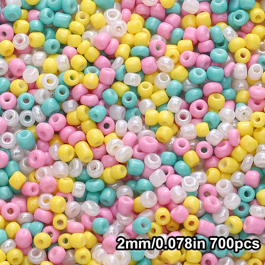 TEMU 700 cuentas de vidrio de 2 mm, serie - para pulseras, collares y kit de manualidades de dijes para teléfonos - Cuentas y surtidos de cuentas