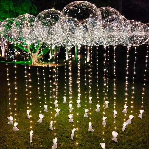20pcs 10pcs led lights with 10pcs 20inch led light up bobo balloons string lights transparent balloons for birthday wedding christmas party easter mothers day graduation decor decorations 2 aa batteries and helium not included