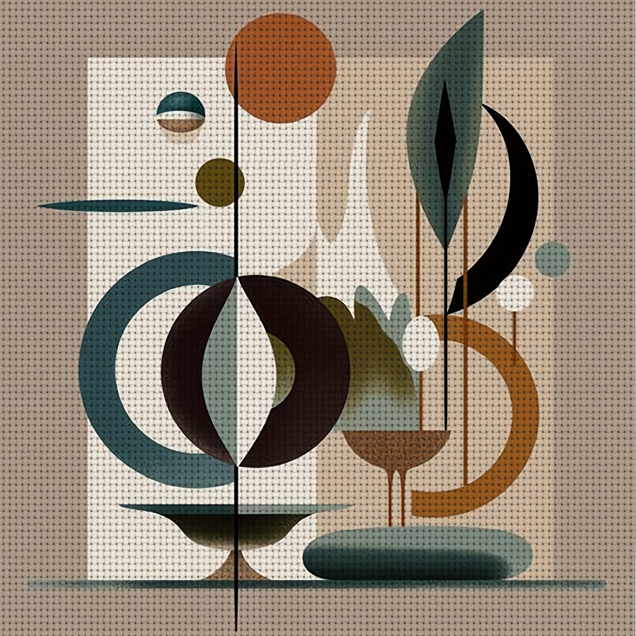 TEMU 1pc Printed Diy Stitch Kit, Frameless, "abstract Geometric Decorative Painting" Pattern, Beginners' Relaxing Craft Time, Allowing You To