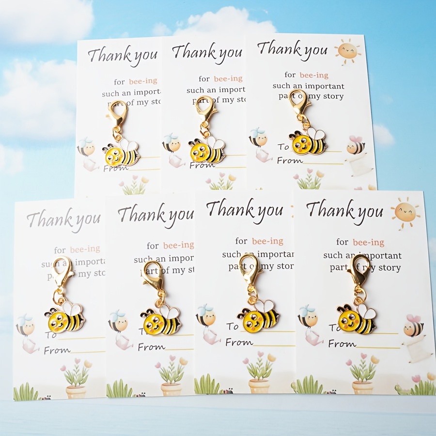 TEMU 2d Flat - 7pcs, 2d Flat. Keychain, With A Hug Thank You Card, Stylish Bag Pendant, Inspirational Gift, For Thanksgiving Keychain Gift, Send A