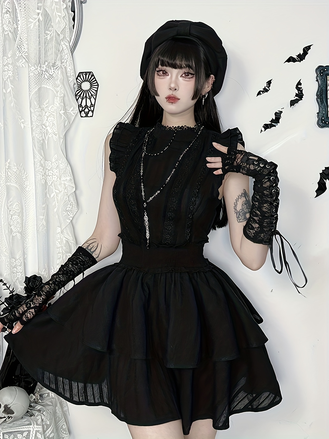 knee length dresses for ladies Black Glitter Dress