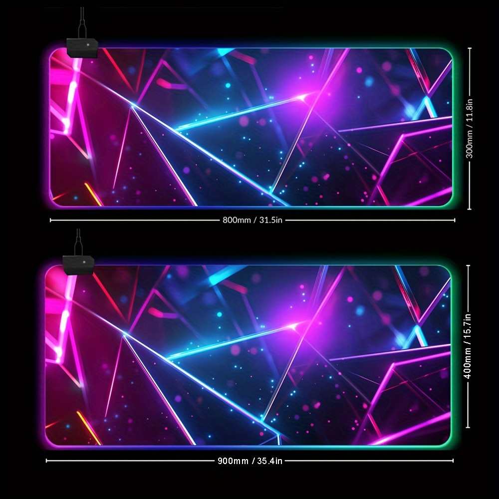 RGB LED Backlit Gaming Mouse Pad, 400x900mm Large Keyboard Desk Mat, Thick Non-Slip Rubber, Decorative Office and Student Desk Accessory