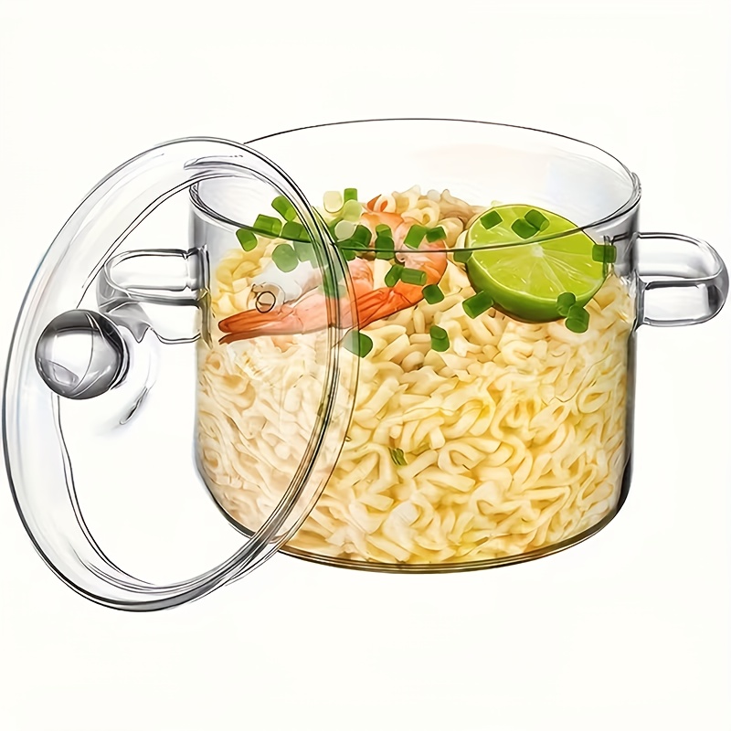 E-shop 1 Stück 3L/102oz Transparenter Glas-Schmortopf mit Doppelgriffen Glasdeckel, ideal zum Kochen von Nudeln, Schmorgerichten Suppen. für tägliche