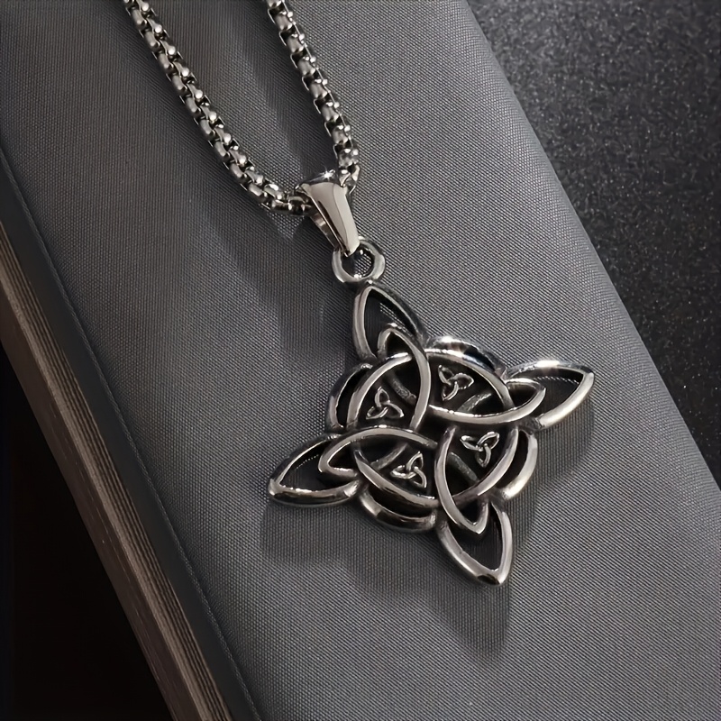TEMU 1pc Fashion Men's Witch Knot Necklace, Vintage Pendant Necklace, Charm Jewelry Gift, For Halloween
