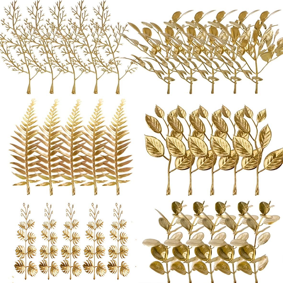Image of 30pcs Artificial Mini , Simulation Foliage Stems Of Eucalyptus, Cedar, Elm Leaves, Grass Stems For Wedding Decoration, Wreaths, Crafts, Christmas Tree Filler, And Wreath-making Accessories.
