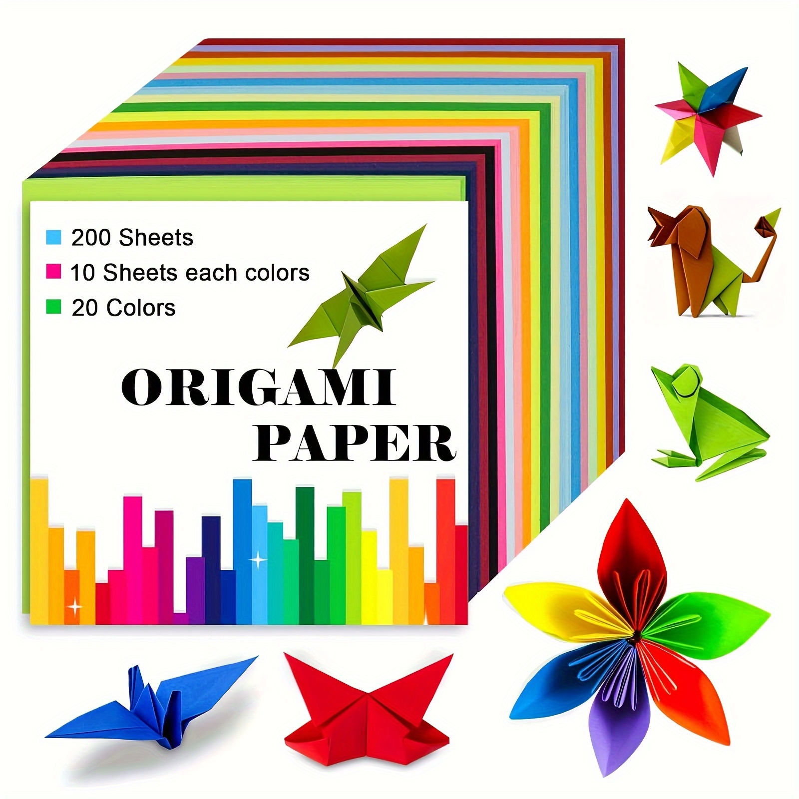 

200 Sheets/500 Sheets Origami Paper, Colorful Origami, Double -sided 6 X 6 Inch Origami, For Office, School, Family (20 Colors)