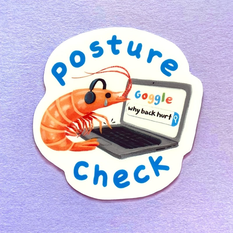 Image of Shrimp Posture Meme Sticker | Matte Water Resistant Sticker | Cute | Funny | For Laptop, Water Bottle, Phone Case, Or Journal