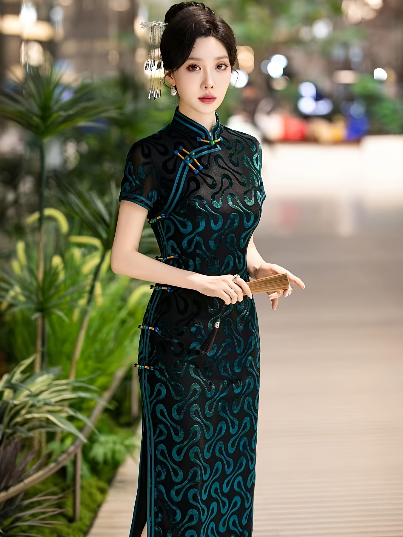chinese dress green Chinese Style Vintage Flower Embroidery Sprout Green Hanfu Clothing Daily Wear(4PCS), Green / M main image 0