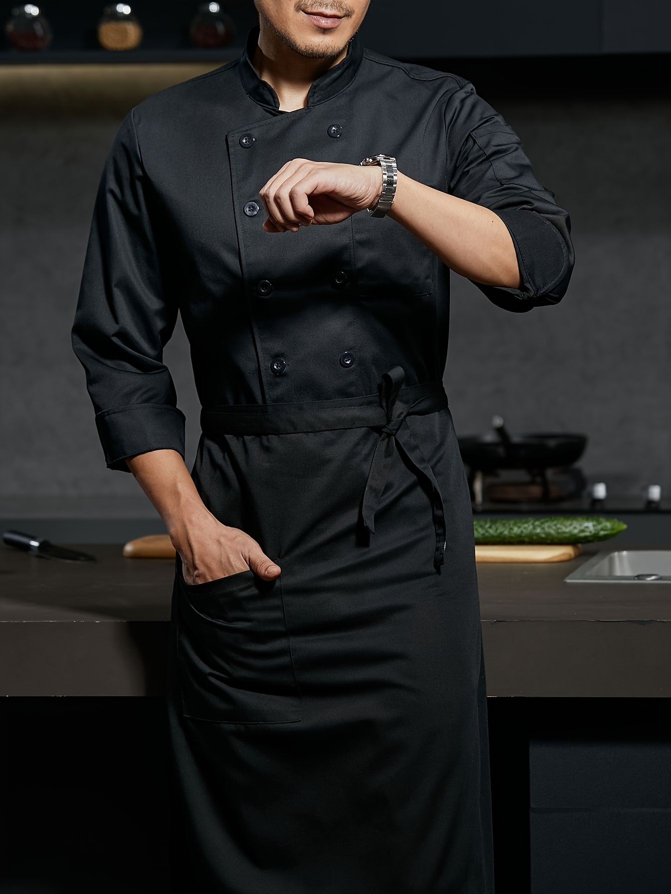 1pc stylish chef uniform soft breathable fabric classic Temu