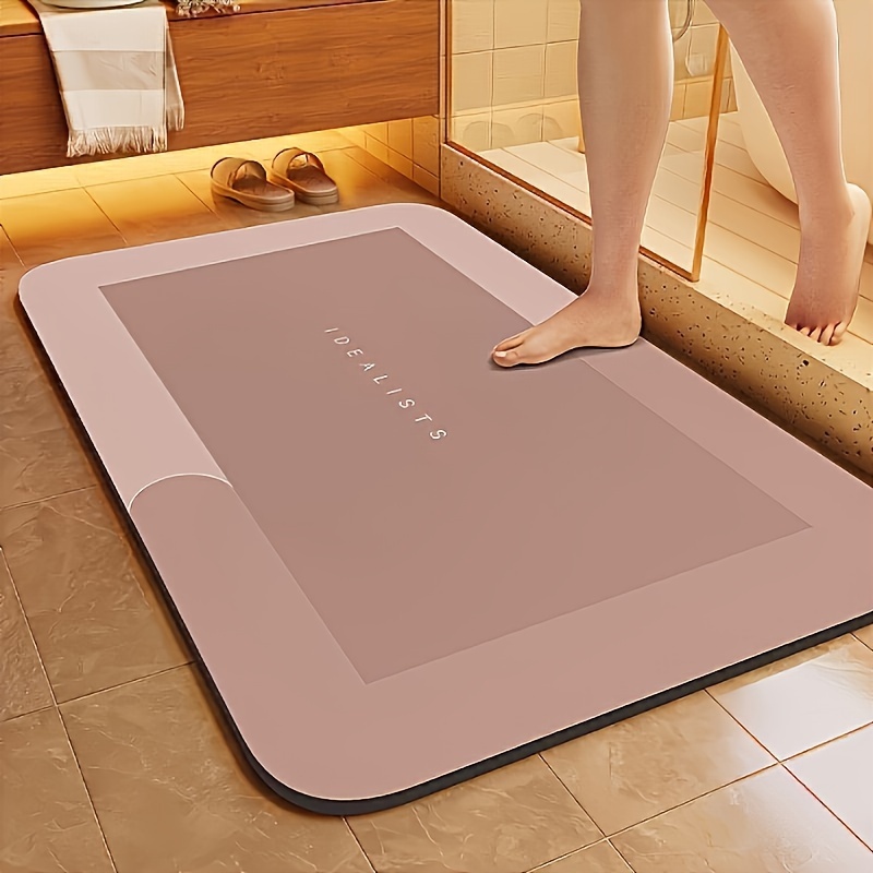 1pc anti slip diatomaceous earth bath mat super absorbent quick drying soft shower floor mat machine washable suitable for bathroom and bedroom household bathroom carpet kitchen and laundry room carpet shower accessories  