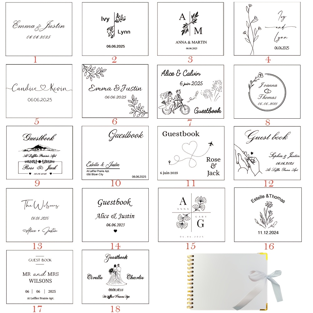 TEMU 'Or de Mariage Personnalisé & Album de - de la Mariée & du , Date & Personnalisés - Reliure Spirale avec Pages pour Photos/Messages - Fête de