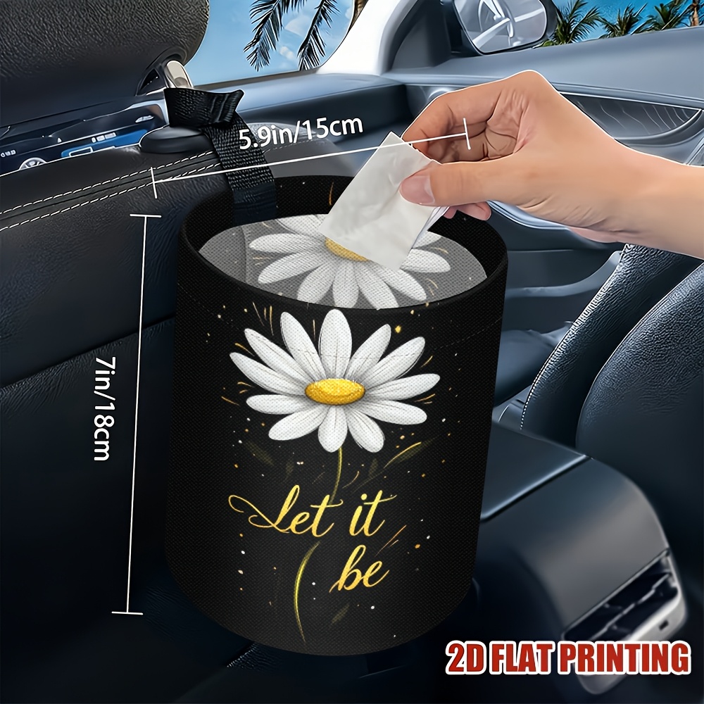 TEMU Poubelle d'intérieur de voiture Daisy , 1 pièce, conçue pour s'adapter aux étroits et aux espaces restreints pour une efficacité maximale