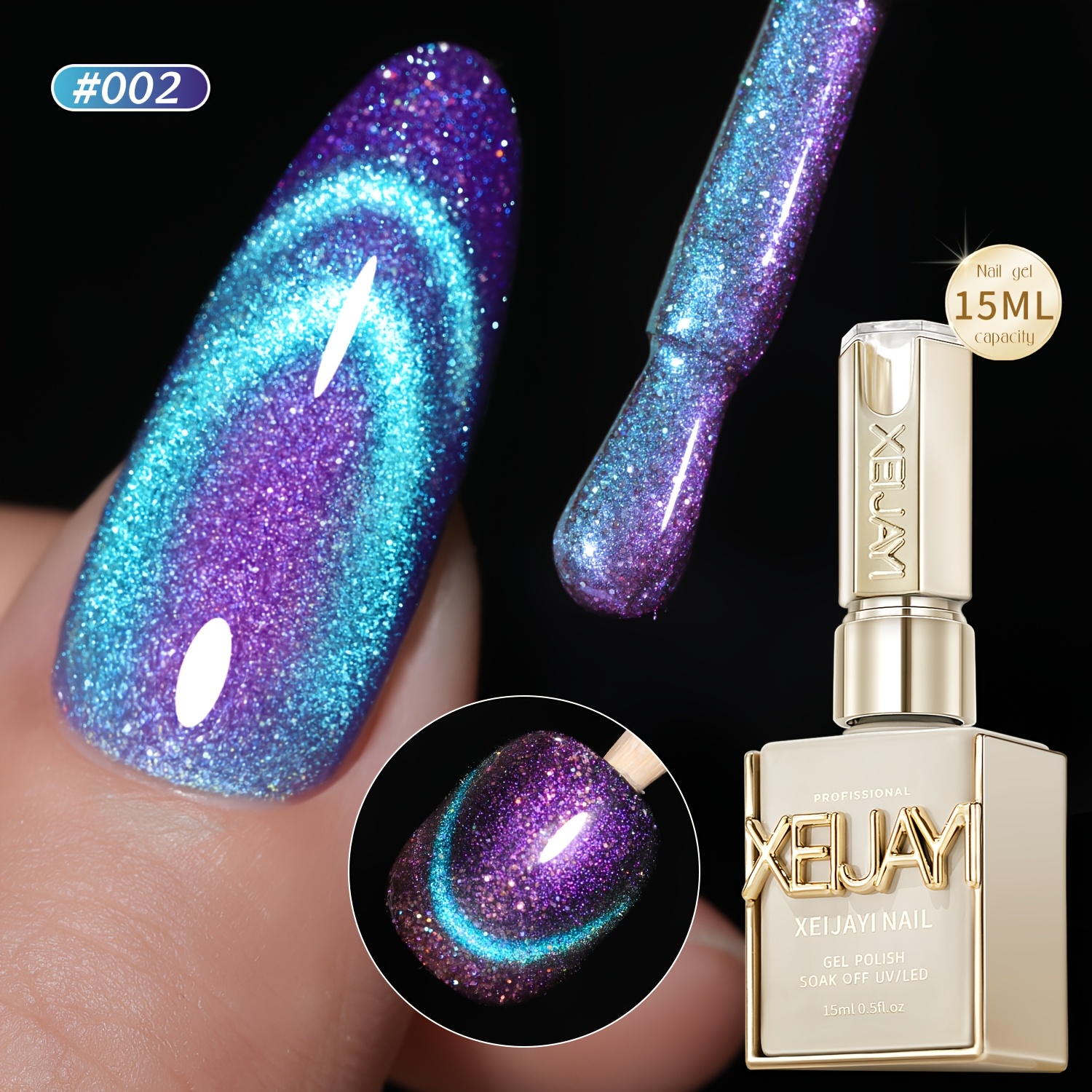 Image of Eye Nails Holographic Nail 6 Colors 15ml Reflective Magnetic Gel Soaking Led Gel Salon Female Nail Art Tools