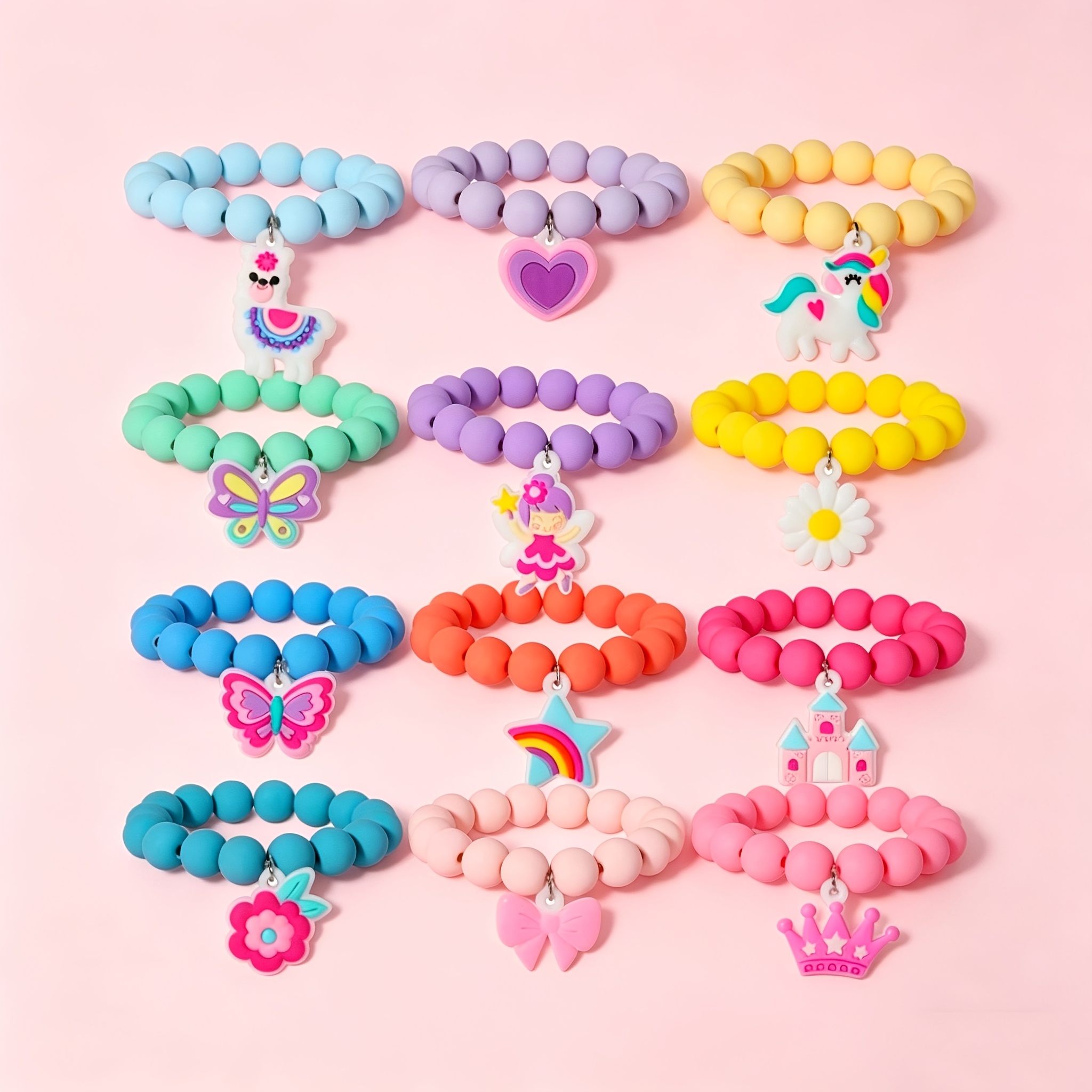 TEMU 12pcs Unicorn Stretch Bracelet Set For Girls Kids, Cute Friendship Jewelry For Festival, Creative Birthday Gift For Daughter Granddaughter