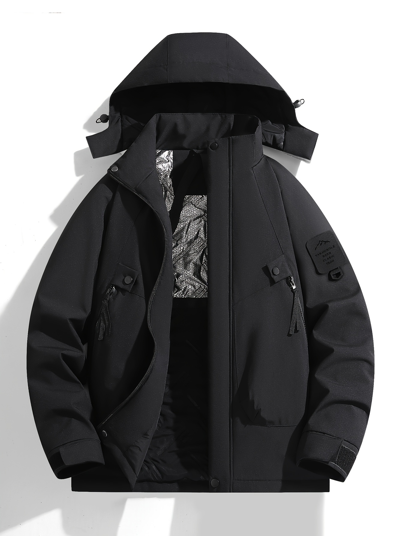 Chamarra de invierno para mujer con capucha, abrigo ligero e impermeable, cierre completo con cremallera, color lavanda para esquiar, senderismo y viajes diarios, tela no elástica lavable a mano, ropa para esquiar, capucha desmontable, bolsillos con cierre - Imagen 3