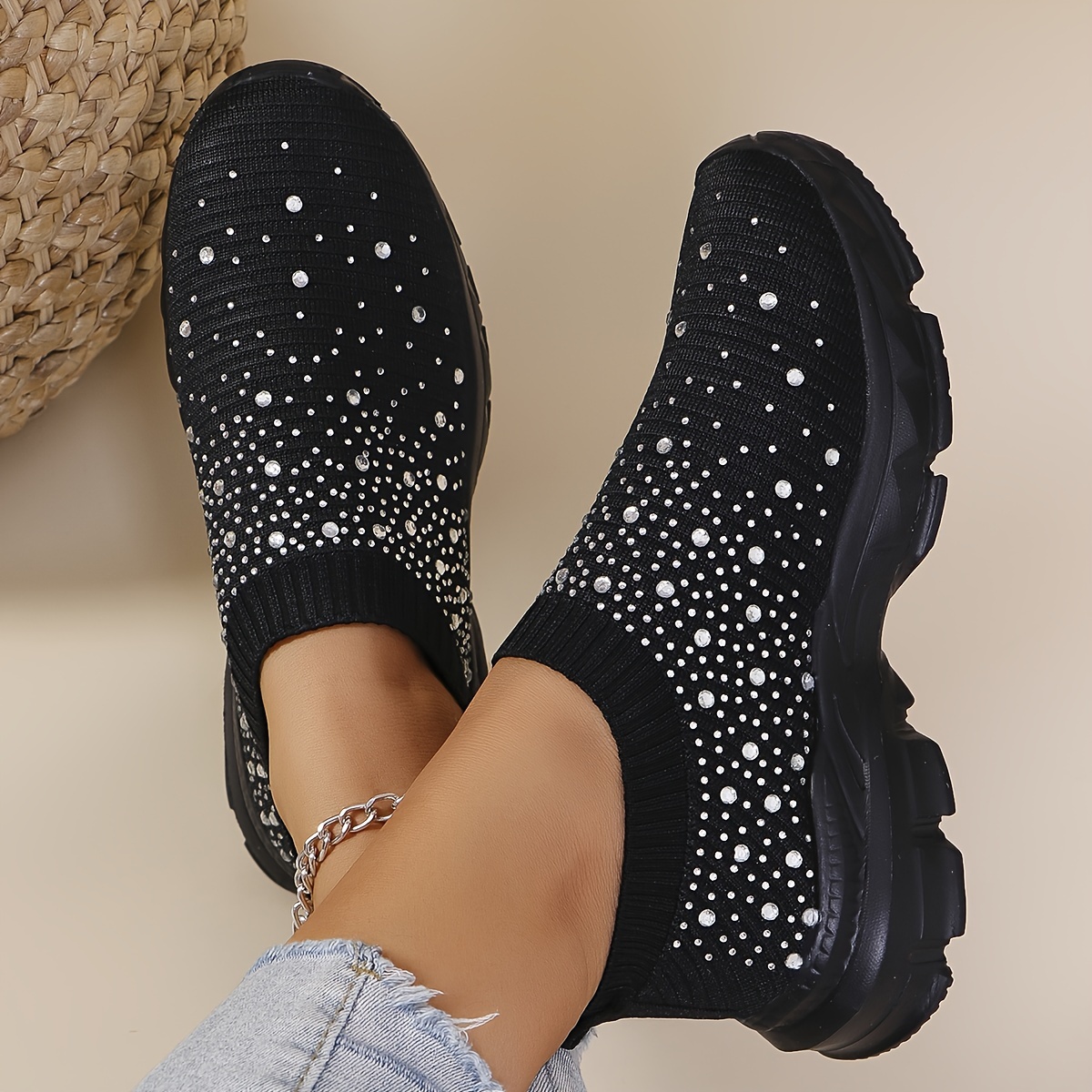 

Women's Casual Slip-on Sneakers - Lightweight, Breathable Knit Fabric, Comfortable Eva Sole, Fashion Shoes