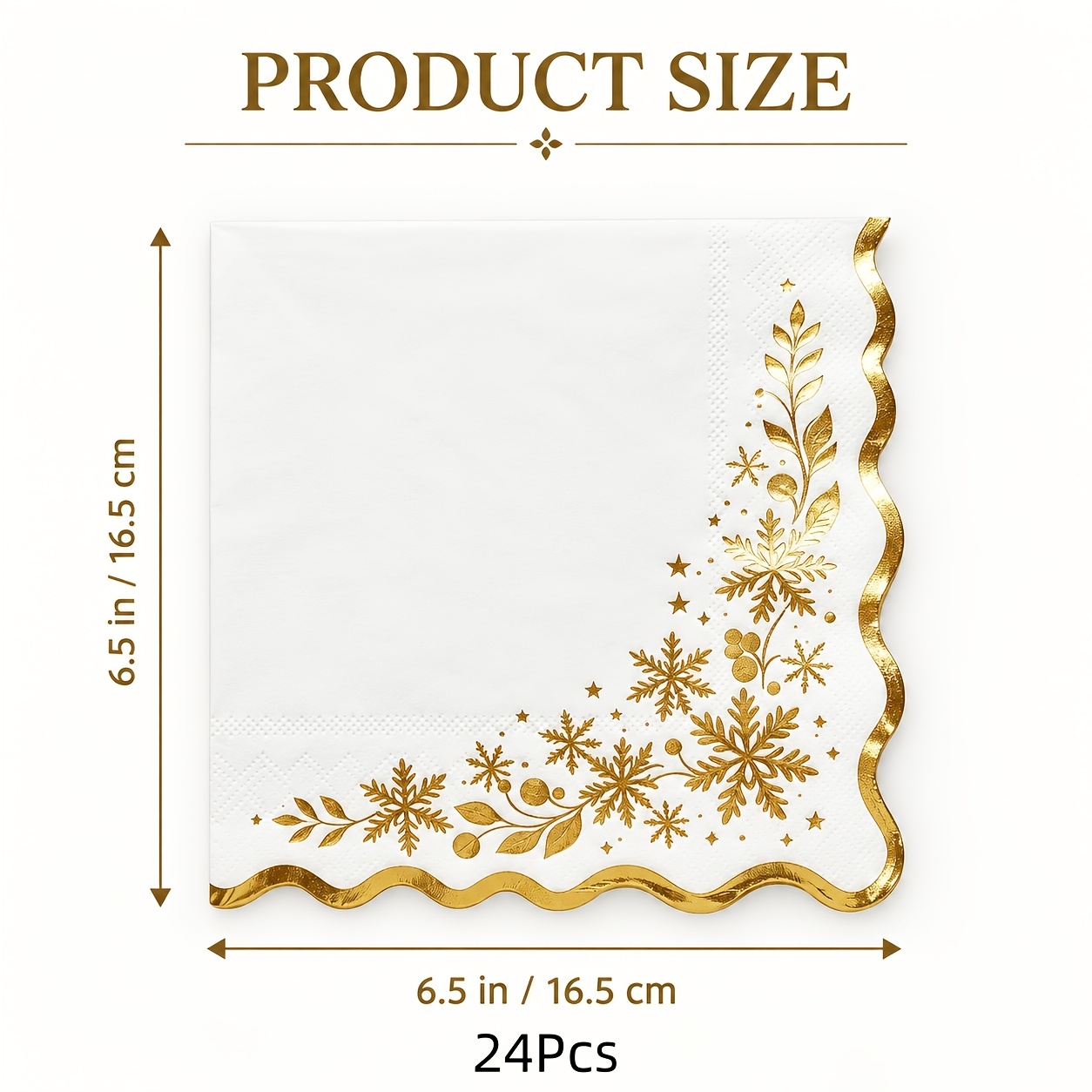 TEMU 8/24pcs Platinum Snowflake Scalloped Edge Cocktail Napkins, Gilded Snowflake Scalloped Party Napkins, 6.5-inch Double-layer Thickened, Suitable
