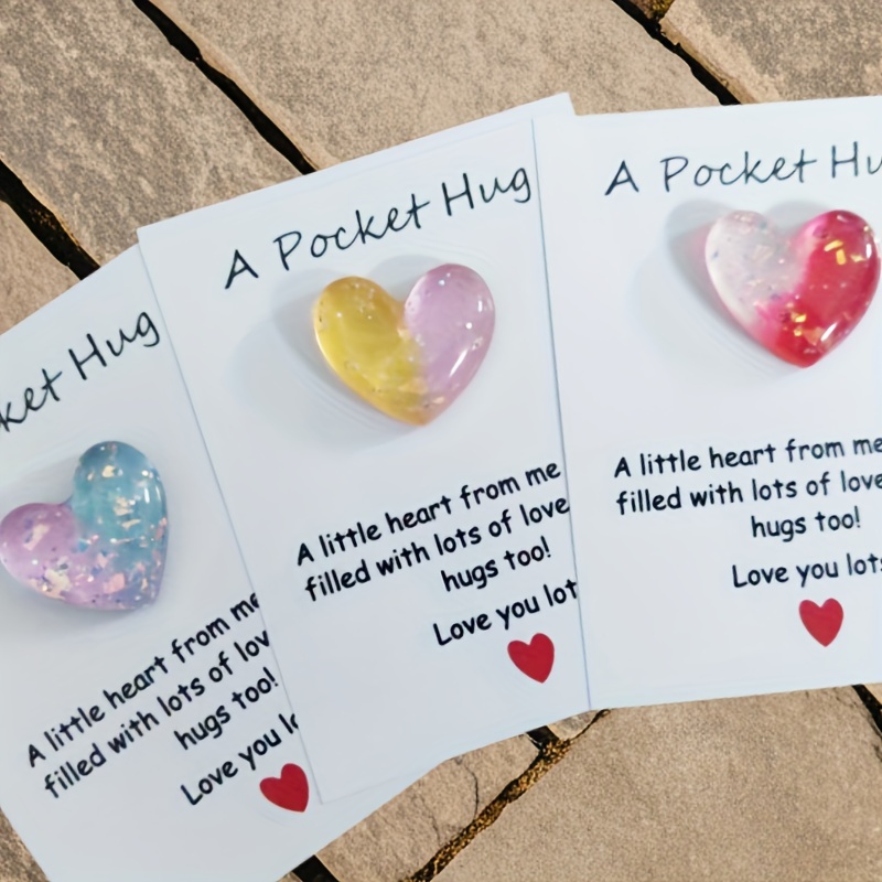 

40pcs Cute Pocket Hug, Decorative Resin Pocket Hug With Encouragement Card, Perfect Gift For Family, Friends And On , Mini Item, Cute Aesthetic Item, Pocket Hug, Gift Card, Double Level