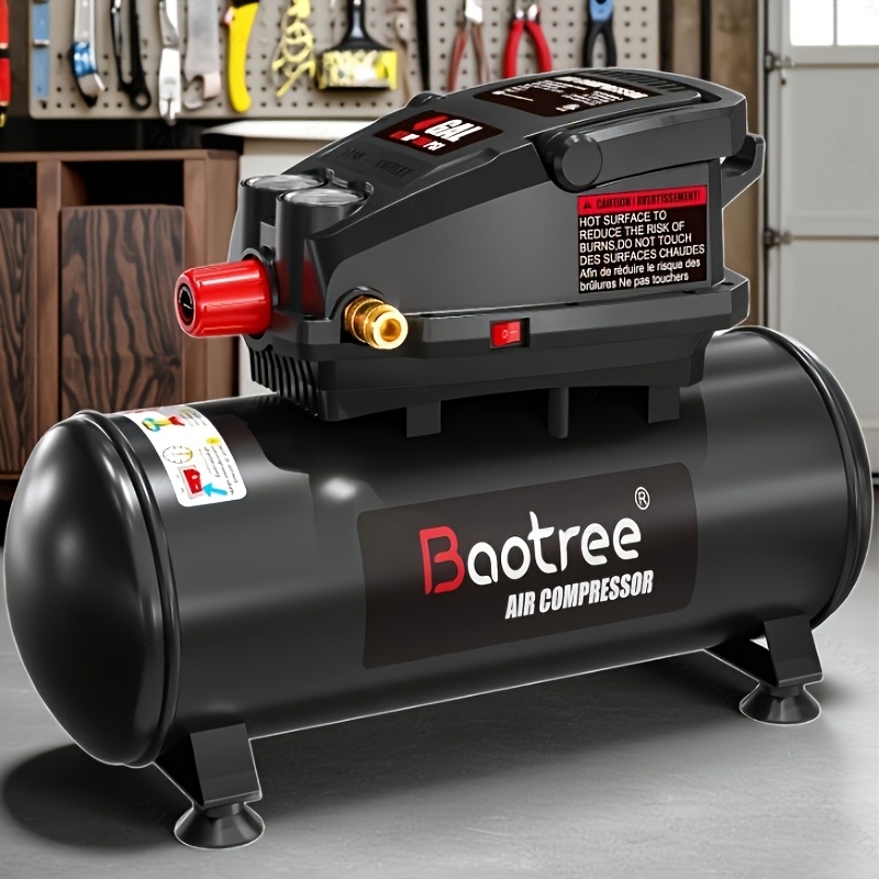 TEMU 4 Gallon Portable Air Compressor, Max 110 Psi Oil-free Tank With 0.5 Motor (0.6 @90 Psi / 1.0 @40 Psi) – Ideal For Car Repair, Spray Painting &