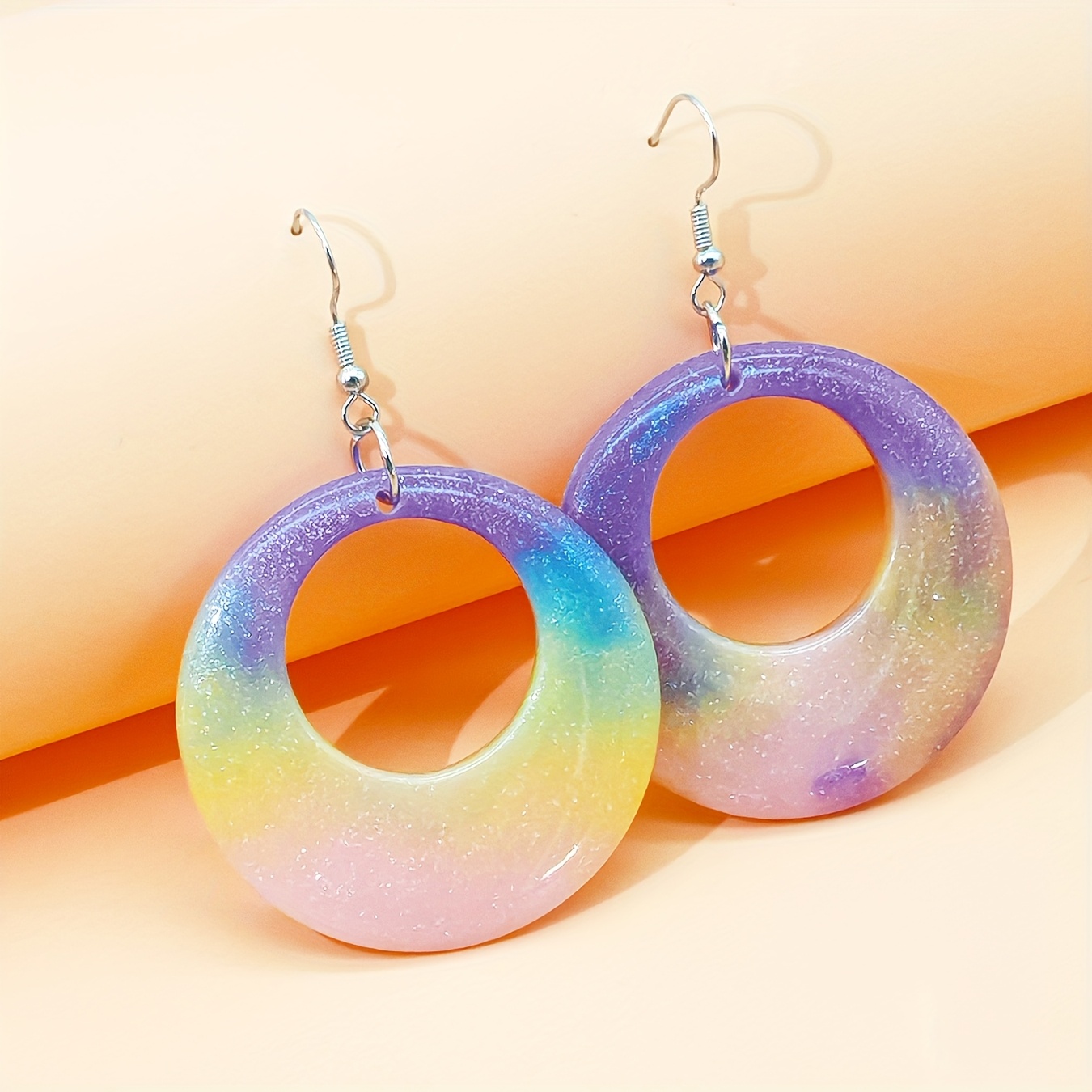 Gradient Pink Resin Earrings Set - Stylish Spring Party Accessory