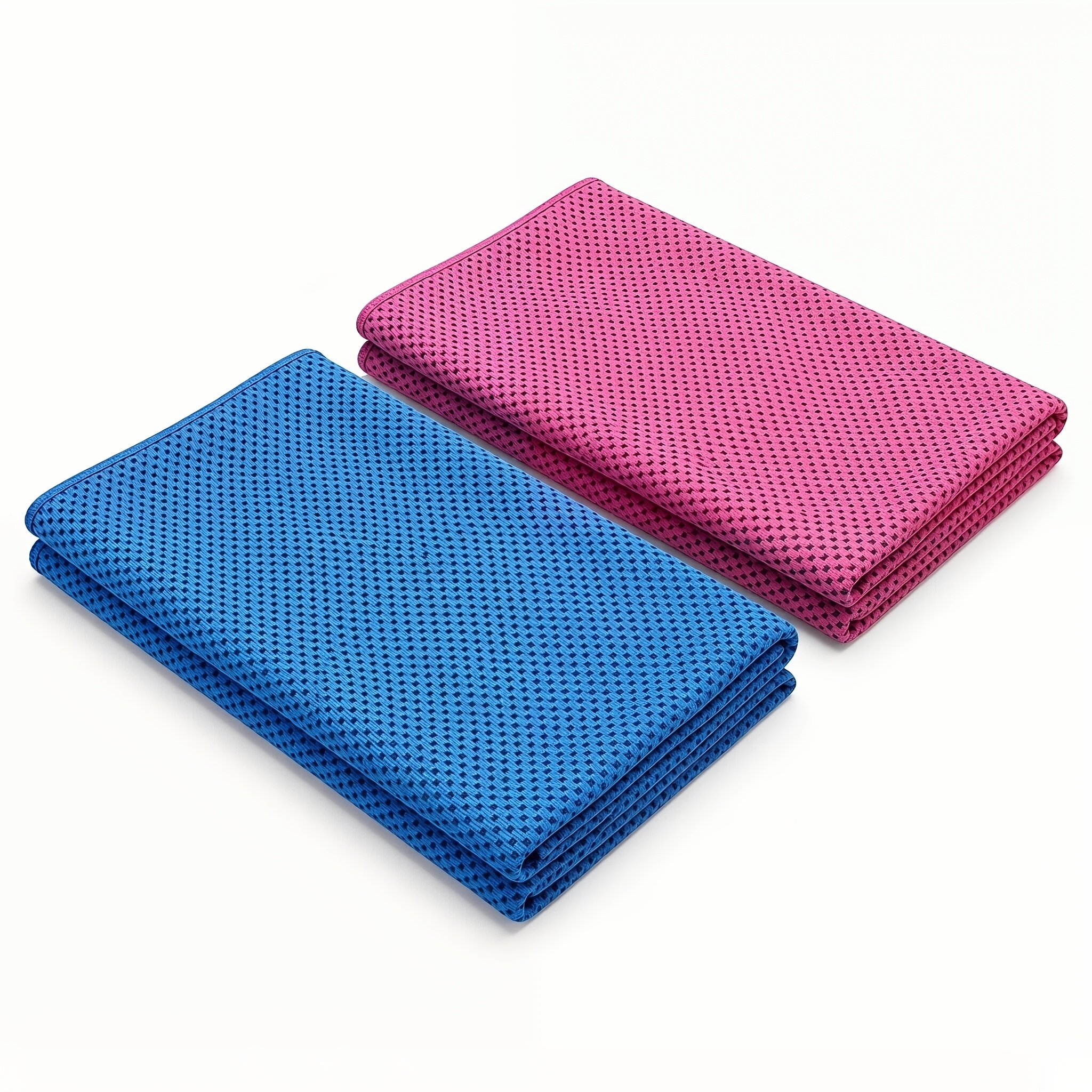 2-color 2-strip Pack Cooling Towels For Sports Sweat, Blue, Rose Pink