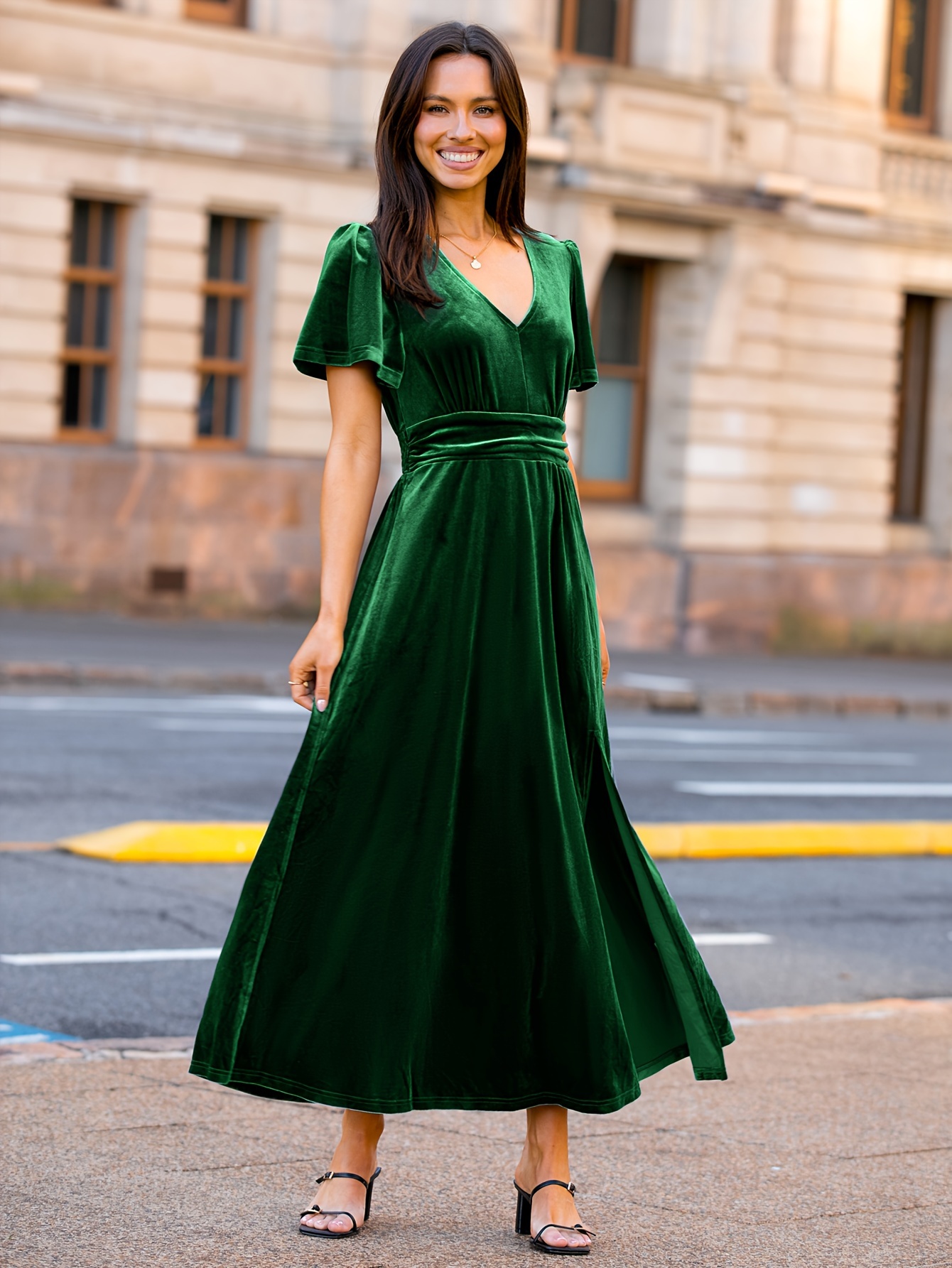 sachin and babi light blue dress Sexy Emerald Green Halter Backless Side Slit Long Evening Prom Dresses –  SposaDresses main image 0
