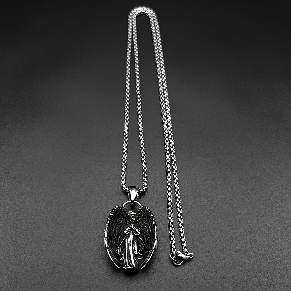 Men's Vintage Guardian Angel Wings Pendant Necklace