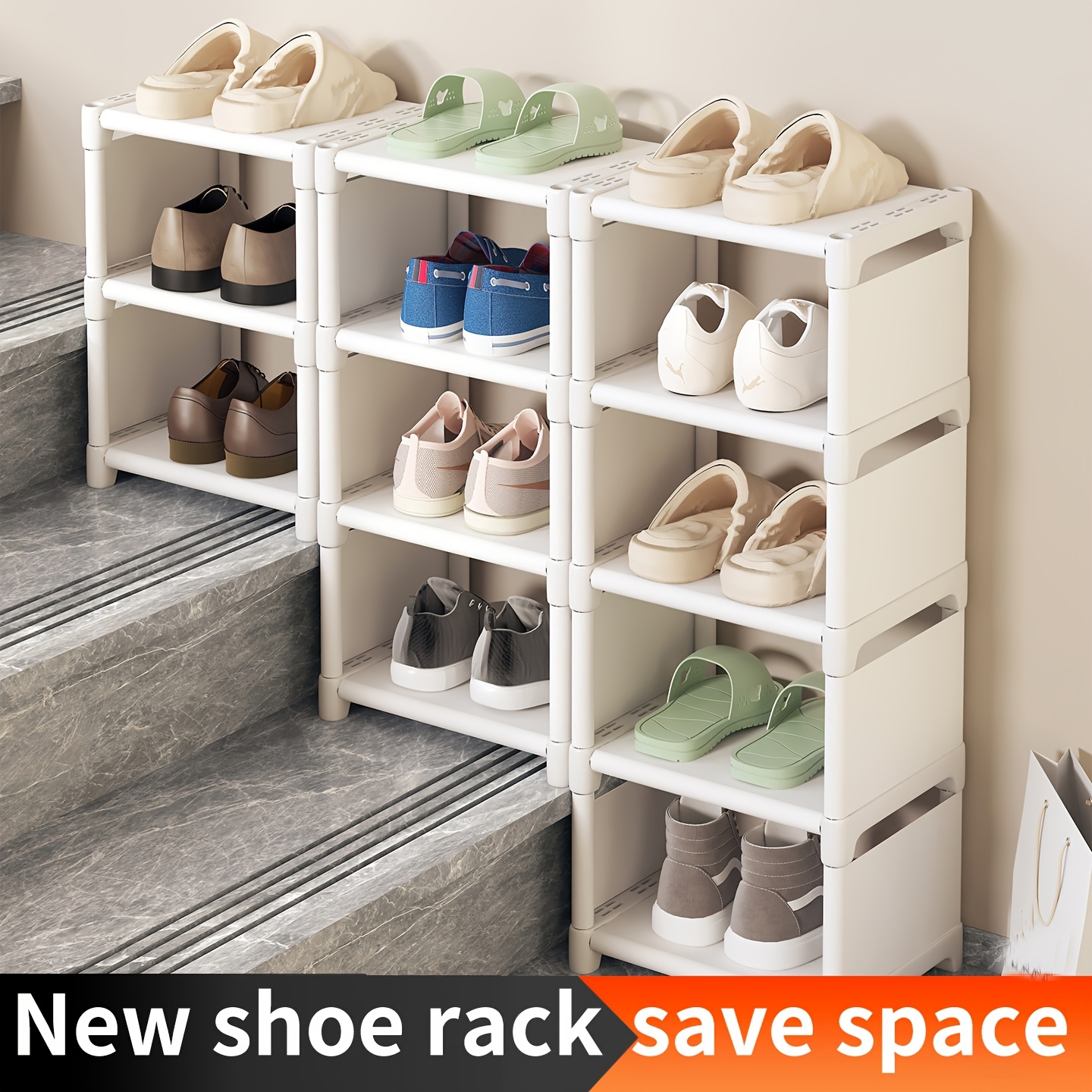 *. mehrschichtiges einfaches Schuhregal, freistehender Schuhorganisator, Schuhaufbewahrungsregal, minimalistisches vertikales Design, ideal für Eingangsbereiche, Treppenflanken, Schränke schmale