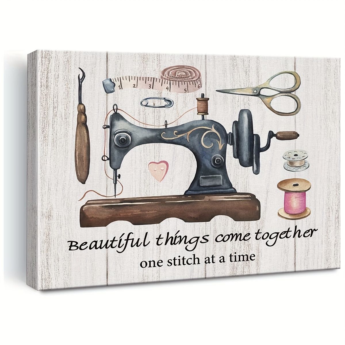 

Vintage Sewing Machine Canvas Wall Art Decor With Inspirational Quote - 1pc, 12x16 Inch, No Frame - Perfect For Sewing Lovers, Craft Room, Bedroom, Living Room, Bathroom, Dining, Office