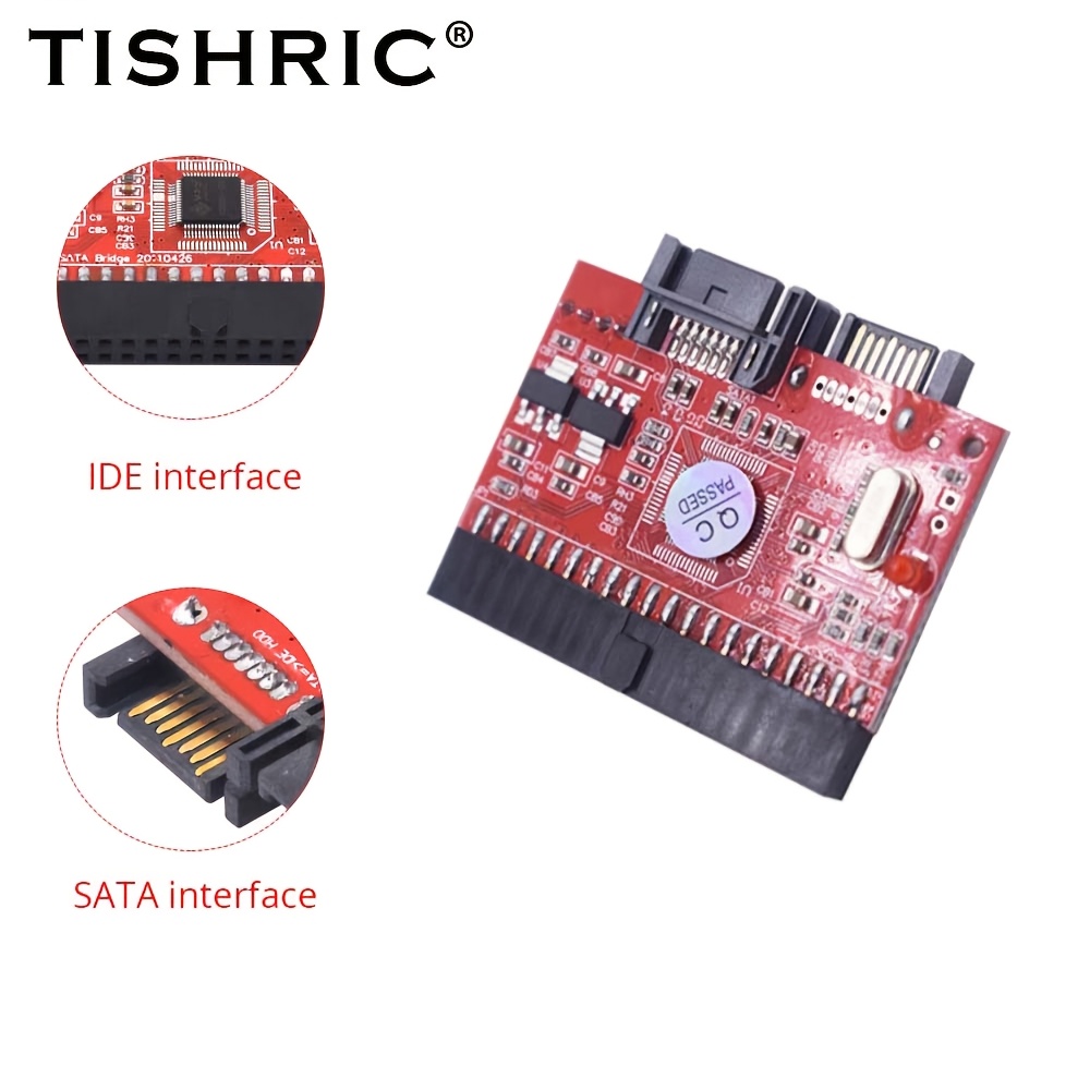 

Carte Convertisseur IDE vers SATA Haute Vitesse TISHRIC - Adaptateur Bidirectionnel pour Disques Durs 2.5" & 3.5", Rouge avec Interface SATA, Idéal pour les à Niveau de Carte Mère d'Ordinateur