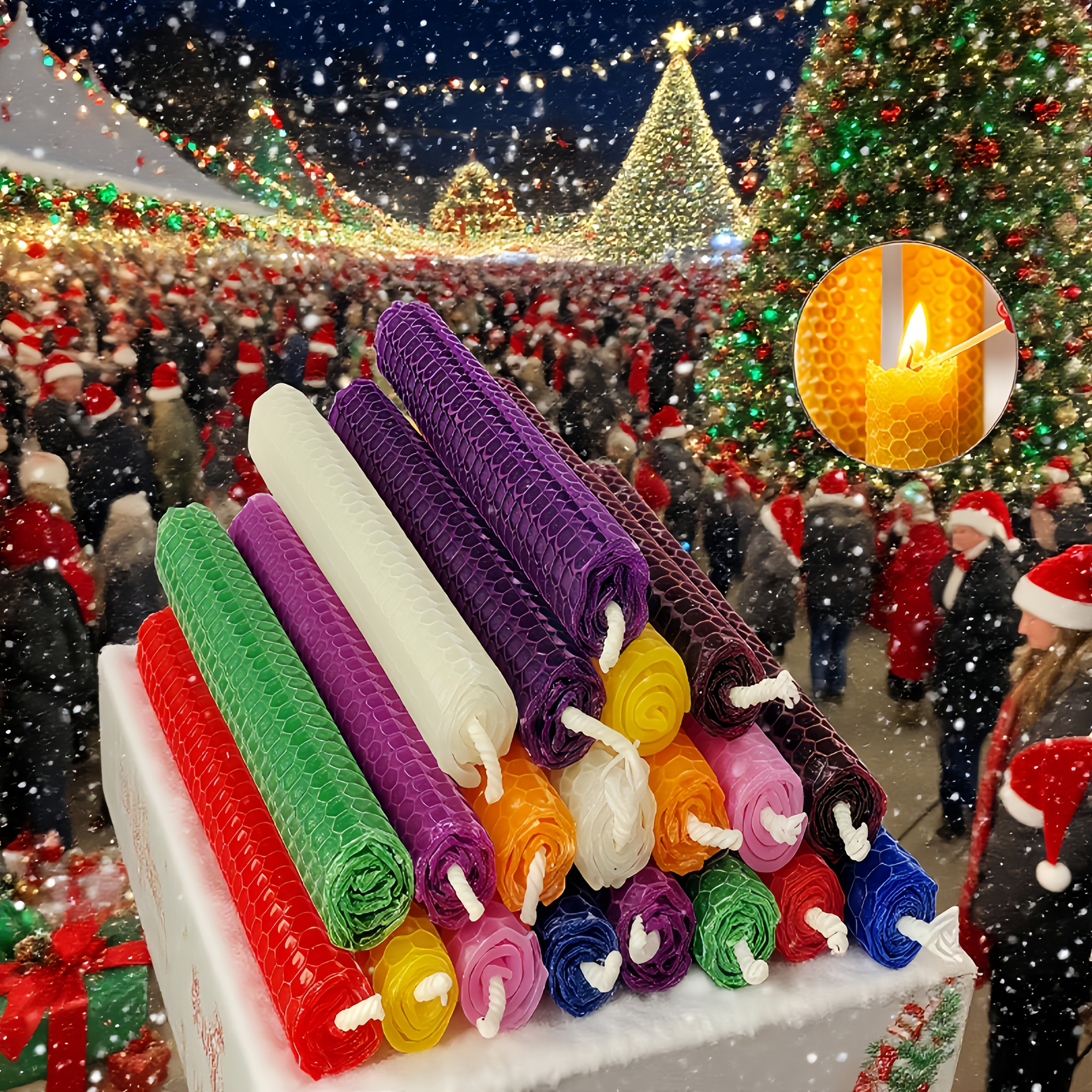 Image of 20 Count Christmas Halloween Beeswax Candles, Colorful Holiday Decorative Candles For Home Table Centerpiece, Festive Gift Idea For Halloween Party Decor