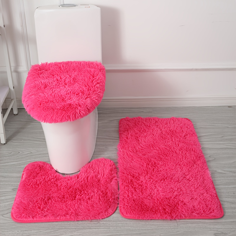 TEMU Set di 3 tappetini da bagno soffici ultra-morbidi antiscivolo, tappeti da bagno in velluto adatti per vasca da bagno, doccia e WC