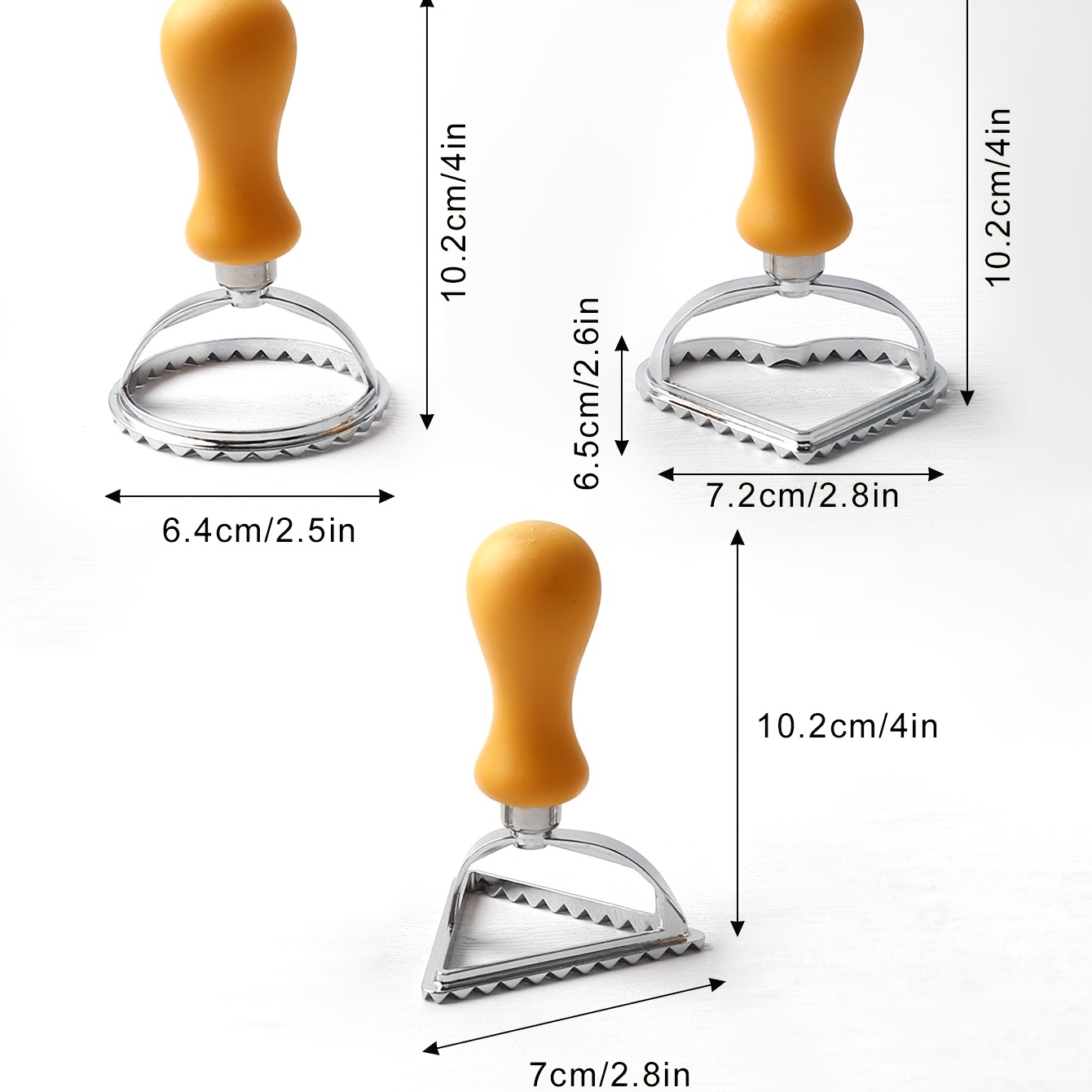 TEMU 3pcs Cookie Cutter Set For Dumpling Wrappers, Pastry Edging Embossing Molds, Creative Dough Press And Cutter, Round, Heart, And Triangle Lace-